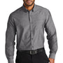 Port Authority Mens Chambray Easy Care Long Sleeve Button Down Shirt w/ Pocket - Deep Black