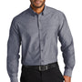 Port Authority Mens Chambray Easy Care Long Sleeve Button Down Shirt w/ Pocket - Estate Blue