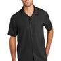 Port Authority Mens Performance Moisture Wicking Short Sleeve Button Down Camp Shirt w/ Pocket - Black