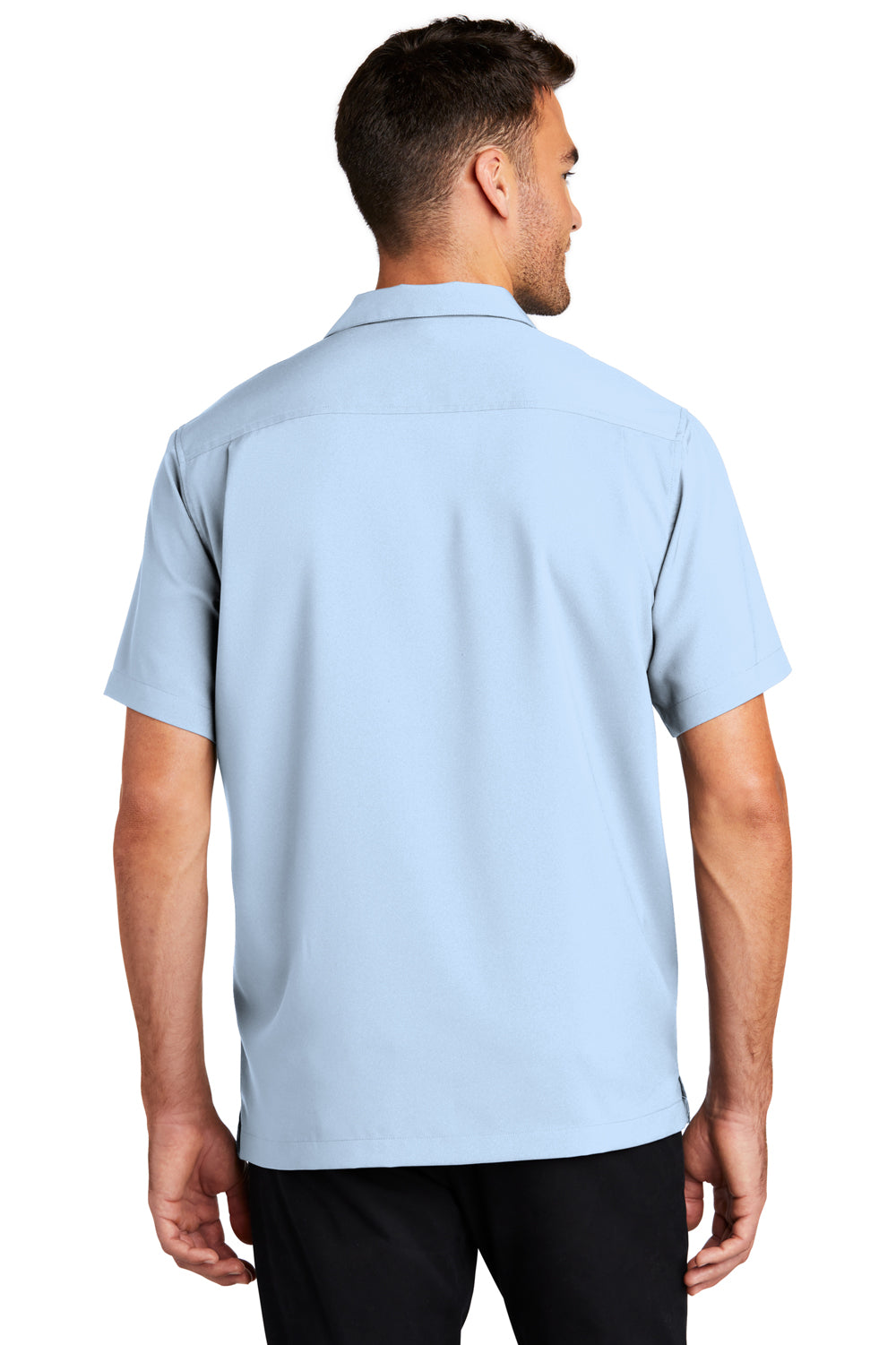 Port Authority Mens Performance Short Sleeve Button Down Camp Shirt Cloud Blue Side