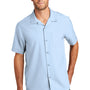 Port Authority Mens Performance Moisture Wicking Short Sleeve Button Down Camp Shirt w/ Pocket - Cloud Blue