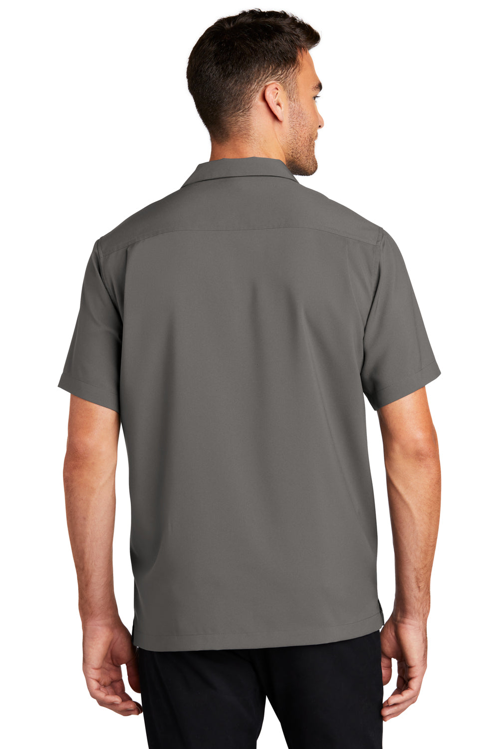 Port Authority Mens Performance Short Sleeve Button Down Camp Shirt Graphite Grey Side