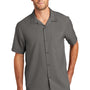 Port Authority Mens Performance Moisture Wicking Short Sleeve Button Down Camp Shirt w/ Pocket - Graphite Grey