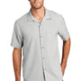 Port Authority Mens Performance Moisture Wicking Short Sleeve Button Down Camp Shirt w/ Pocket - Silver Grey