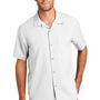 Port Authority Mens Performance Moisture Wicking Short Sleeve Button Down Camp Shirt w/ Pocket - White