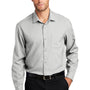 Port Authority Mens Performance Moisture Wicking Long Sleeve Button Down Shirt w/ Pocket - Silver Grey