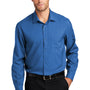 Port Authority Mens Performance Moisture Wicking Long Sleeve Button Down Shirt w/ Pocket - True Blue