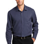 Port Authority Mens Performance Moisture Wicking Long Sleeve Button Down Shirt w/ Pocket - True Navy Blue