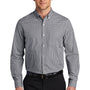 Port Authority Mens Broadcloth Gingham Wrinkle Resistant Long Sleeve Button Down Shirt w/ Pocket - Black/White