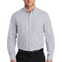 Port Authority Mens Broadcloth Gingham Wrinkle Resistant Long Sleeve Button Down Shirt w/ Pocket - Gusty Grey/White