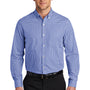 Port Authority Mens Broadcloth Gingham Wrinkle Resistant Long Sleeve Button Down Shirt w/ Pocket - True Royal Blue/White