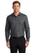 Port Authority Mens Pincheck Long Sleeve Button Down Shirt Black/Steel Grey Front