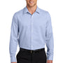 Port Authority Mens Pincheck Wrinkle Resistant Long Sleeve Button Down Shirt - Blue Horizon/White