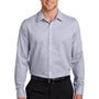 Port Authority Mens Pincheck Wrinkle Resistant Long Sleeve Button Down Shirt - Gusty Grey/White