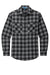 Port Authority W668 Mens Flannel Long Sleeve Button Down Shirt w/ Double Pockets Grey/Black Buffalo Flat Front