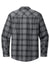 Port Authority W668 Mens Flannel Long Sleeve Button Down Shirt w/ Double Pockets Grey/Black Plaid Flat Back