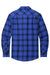 Port Authority W668 Mens Flannel Long Sleeve Button Down Shirt w/ Double Pockets Royal/Black Plaid Flat Back