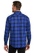 Port Authority W668 Mens Flannel Long Sleeve Button Down Shirt w/ Double Pockets Royal/Black Plaid Back
