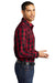 Port Authority Mens Everyday Plaid Long Sleeve Button Down Shirt Rich Red Side