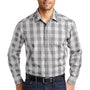 Port Authority Mens Everyday Plaid Long Sleeve Button Down Shirt - Shadow Grey