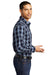 Port Authority Mens Everyday Plaid Long Sleeve Button Down Shirt True Navy Blue Side