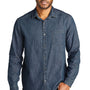 Port Authority Mens Perfect Denim Long Sleeve Button Down Shirt w/ Pocket - Medium Wash