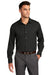 Port Authority Mens City Stretch Long Sleeve Button Down Shirt Black Front