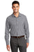 Port Authority Mens City Stretch Long Sleeve Button Down Shirt Graphite Grey/White Front