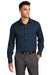Port Authority Mens City Stretch Long Sleeve Button Down Shirt River Navy Blue Front