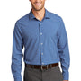 Port Authority Mens City Moisture Wicking Long Sleeve Button Down Shirt - True Blue/White