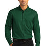 Port Authority Mens SuperPro Wrinkle Resistant React Long Sleeve Button Down Shirt w/ Pocket - Dark Green