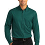 Port Authority Mens SuperPro Wrinkle Resistant React Long Sleeve Button Down Shirt w/ Pocket - Marine Green