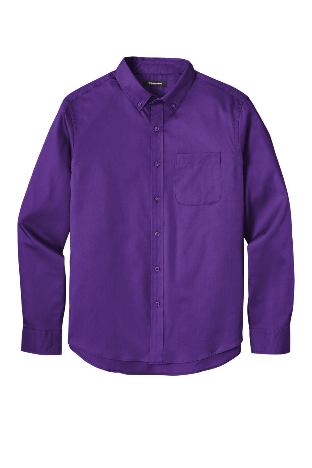 Port Authority W808 SuperPro Wrinkle Resistant React Long Sleeve Button Down Shirt w/ Pocket Purple Flat Front