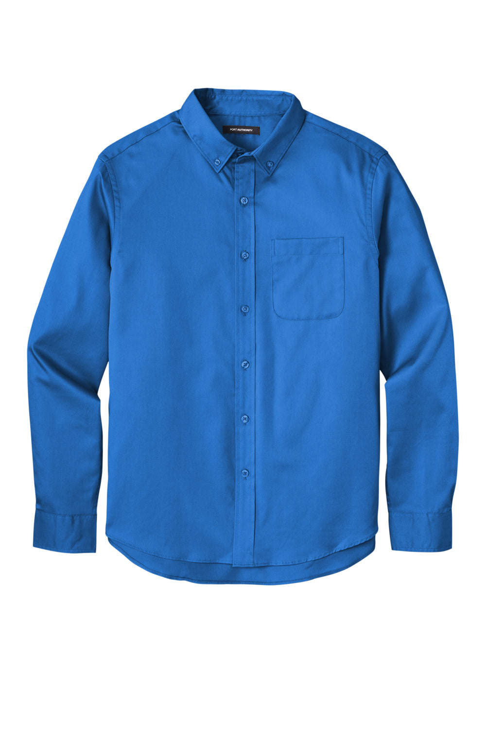 Port Authority W808 SuperPro Wrinkle Resistant React Long Sleeve Button Down Shirt w/ Pocket Strong Blue Flat Front