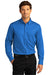 Port Authority Mens SuperPro Wrinkle Resistant React Long Sleeve Button Down Shirt w/ Pocket Strong Blue Front