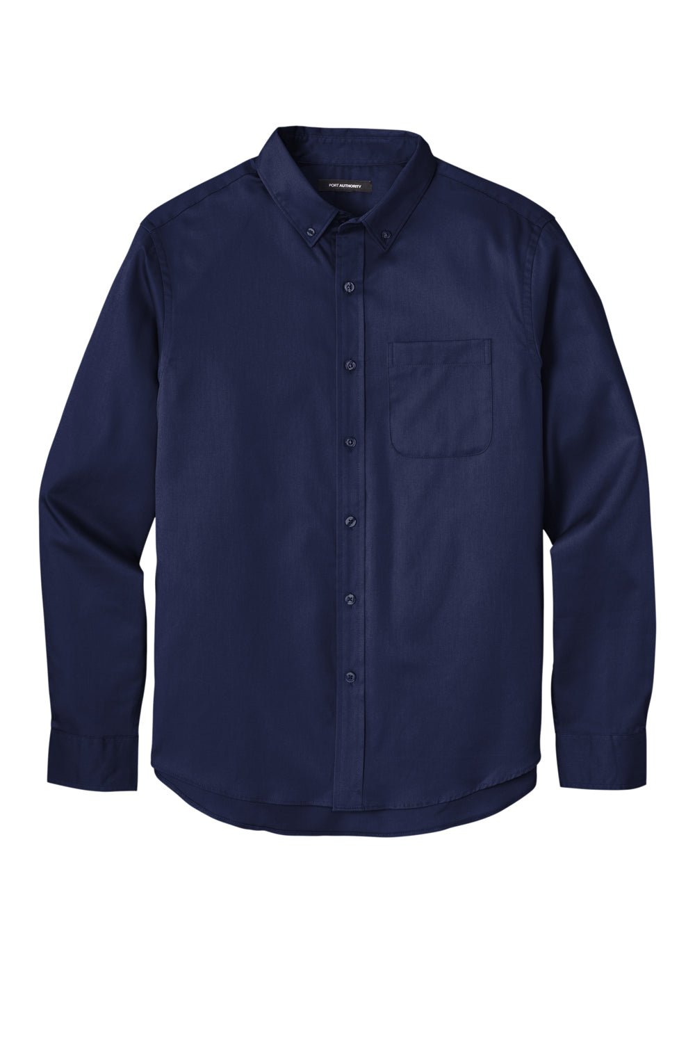 Port Authority W808 SuperPro Wrinkle Resistant React Long Sleeve Button Down Shirt w/ Pocket True Navy Blue Flat Front