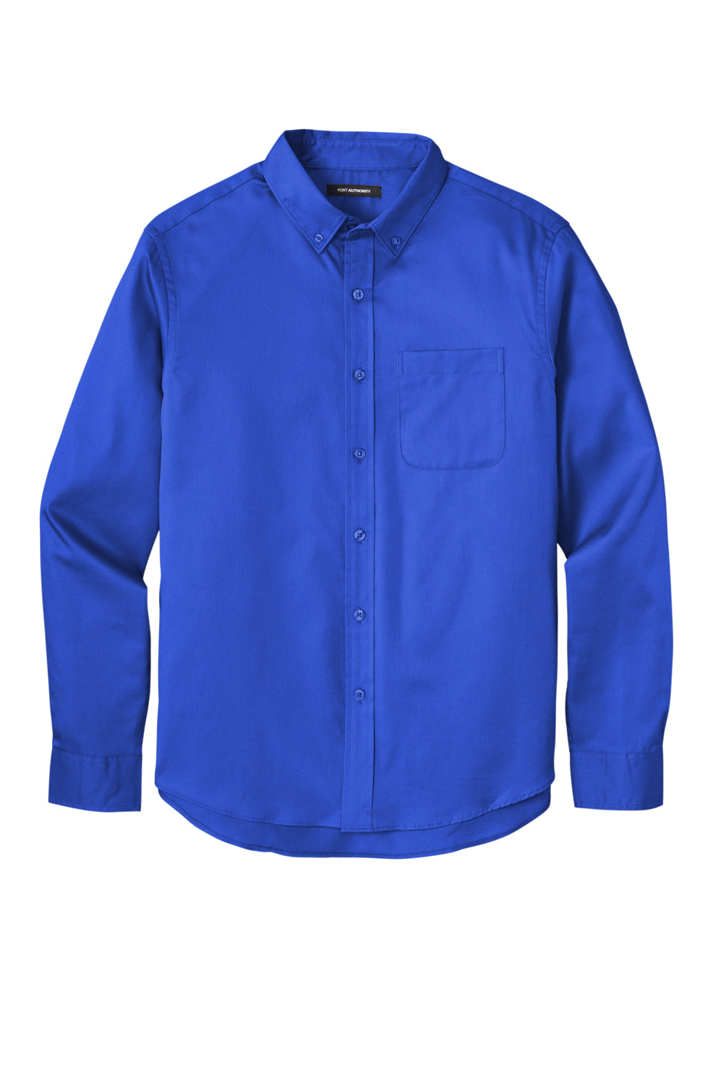 Port Authority W808 SuperPro Wrinkle Resistant React Long Sleeve Button Down Shirt w/ Pocket True Royal Blue Flat Front