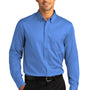 Port Authority Mens SuperPro Wrinkle Resistant React Long Sleeve Button Down Shirt w/ Pocket - Ultramarine Blue