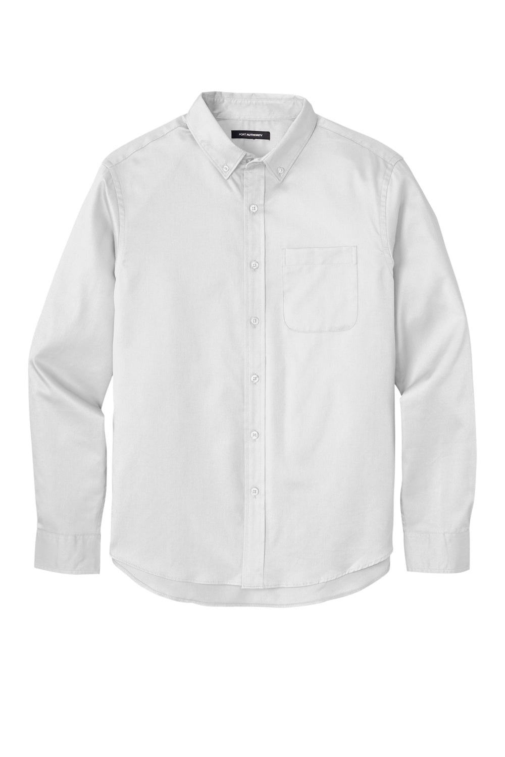 Port Authority W808 SuperPro Wrinkle Resistant React Long Sleeve Button Down Shirt w/ Pocket White Flat Front