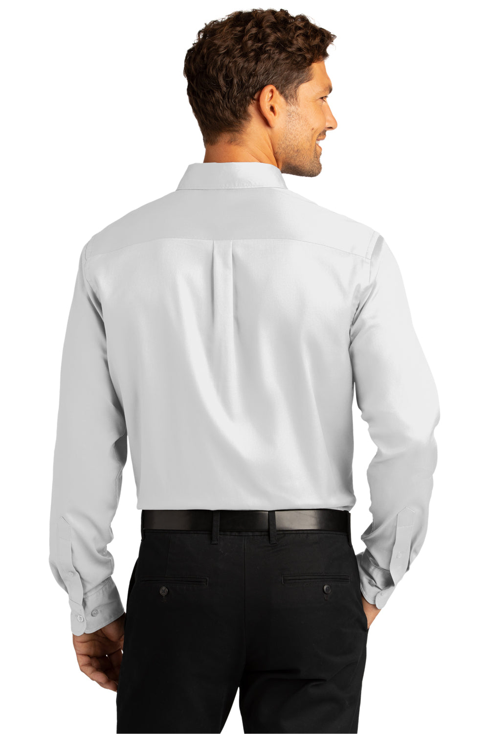 Port Authority Mens SuperPro Wrinkle Resistant React Long Sleeve Button Down Shirt w/ Pocket White Side