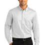 Port Authority Mens SuperPro Wrinkle Resistant React Long Sleeve Button Down Shirt w/ Pocket - White