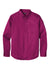 Port Authority W808 SuperPro Wrinkle Resistant React Long Sleeve Button Down Shirt w/ Pocket Wild Berry Flat Front