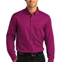 Port Authority Mens SuperPro Wrinkle Resistant React Long Sleeve Button Down Shirt w/ Pocket - Wild Berry