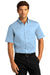 Port Authority Mens SuperPro React Short Sleeve Button Down Shirt w/ Pocket Cloud Blue Front