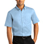 Port Authority Mens SuperPro Wrinkle Resistant React Short Sleeve Button Down Shirt w/ Pocket - Cloud Blue