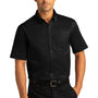Port Authority Mens SuperPro Wrinkle Resistant React Short Sleeve Button Down Shirt w/ Pocket - Deep Black