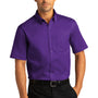 Port Authority Mens SuperPro Wrinkle Resistant React Short Sleeve Button Down Shirt w/ Pocket - Purple