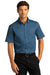 Port Authority Mens SuperPro React Short Sleeve Button Down Shirt w/ Pocket Regatta Blue Front