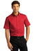 Port Authority Mens SuperPro React Short Sleeve Button Down Shirt w/ Pocket Rich Red Front