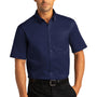 Port Authority Mens SuperPro Wrinkle Resistant React Short Sleeve Button Down Shirt w/ Pocket - True Navy Blue
